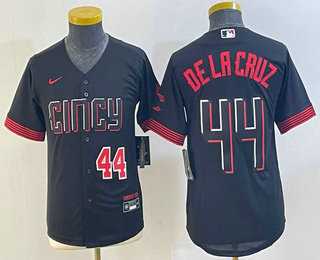 Youth Cincinnati Reds #44 Elly De La Cruz Number Black 2023 City Connect Cool Base Jersey->mlb youth jerseys->MLB Jersey